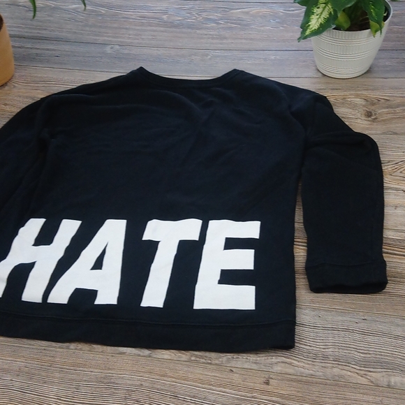 Black & White Love & Hate Crew Neck Long Sleeve Sweater Top - Picture 8 of 9